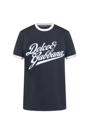 Dolce & Gabbana パッチワークロゴ ラウンドネック Tシャツ Dolce & Gabbana Essentials Logo Plaque V-neck Men's T-Shirt